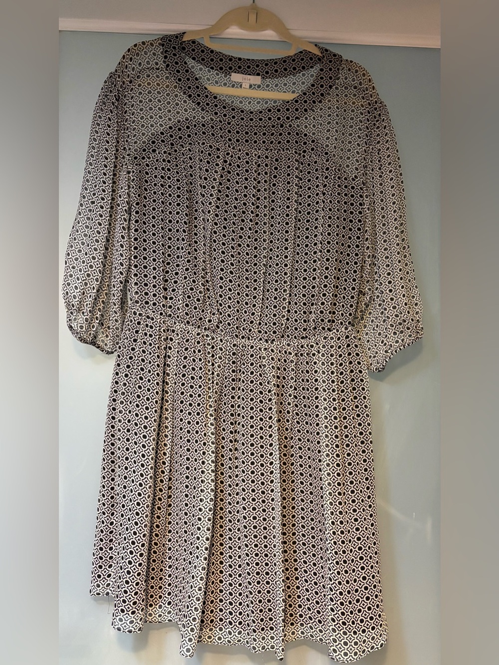 Joie Silk Black & White Geometric Print Dress Size L